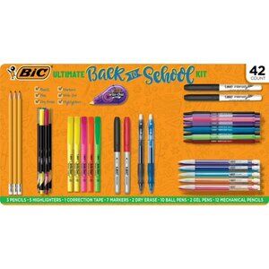 NEW BIC Ultimate Back-to-School Assorted Essentials Kit, 42-Count